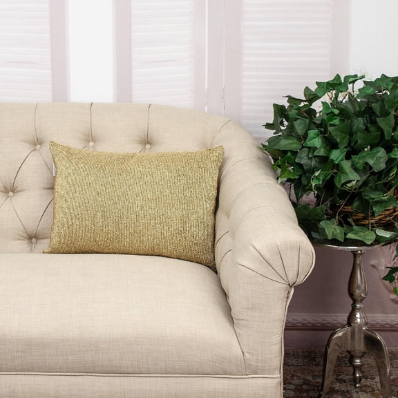 Nassau Collection Embroidered Beaded Cotton Throw Pillow - 20" - Gold