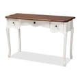 thumbnail image 1 of Baxton Studio Sophie White and Brown Finished Large 3-Drawer Wood Console Table, 1 of 9