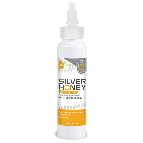 Silver Honey Rapid Ear Care Vet Strength Ear Rinse for Dogs & Cats, 4 fl oz Bottle