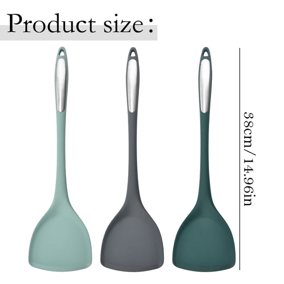 Silicone Wok Spatula - Wide Spoon-Head with Flexible Edge for Non-Stick Pans, Stir-Fry, and Serving - C