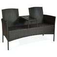thumbnail image 3 of Patiojoy Rattan Wicker Outdoor Coversation Sofa Set with Coffee Table, Turquoise, 3 of 6