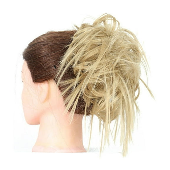 Blonde Brown Synthetic Wig High Temperature Silk Fiber Natural Messy Bun Hair Tie Elastic Band for Women