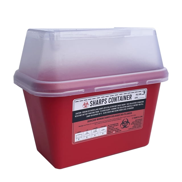 Sharps Container for Professional and Home Use - 2 Quart / 2 Liter Small Size Sharp Container Needle Disposal Containers for Needles Pack of 1
