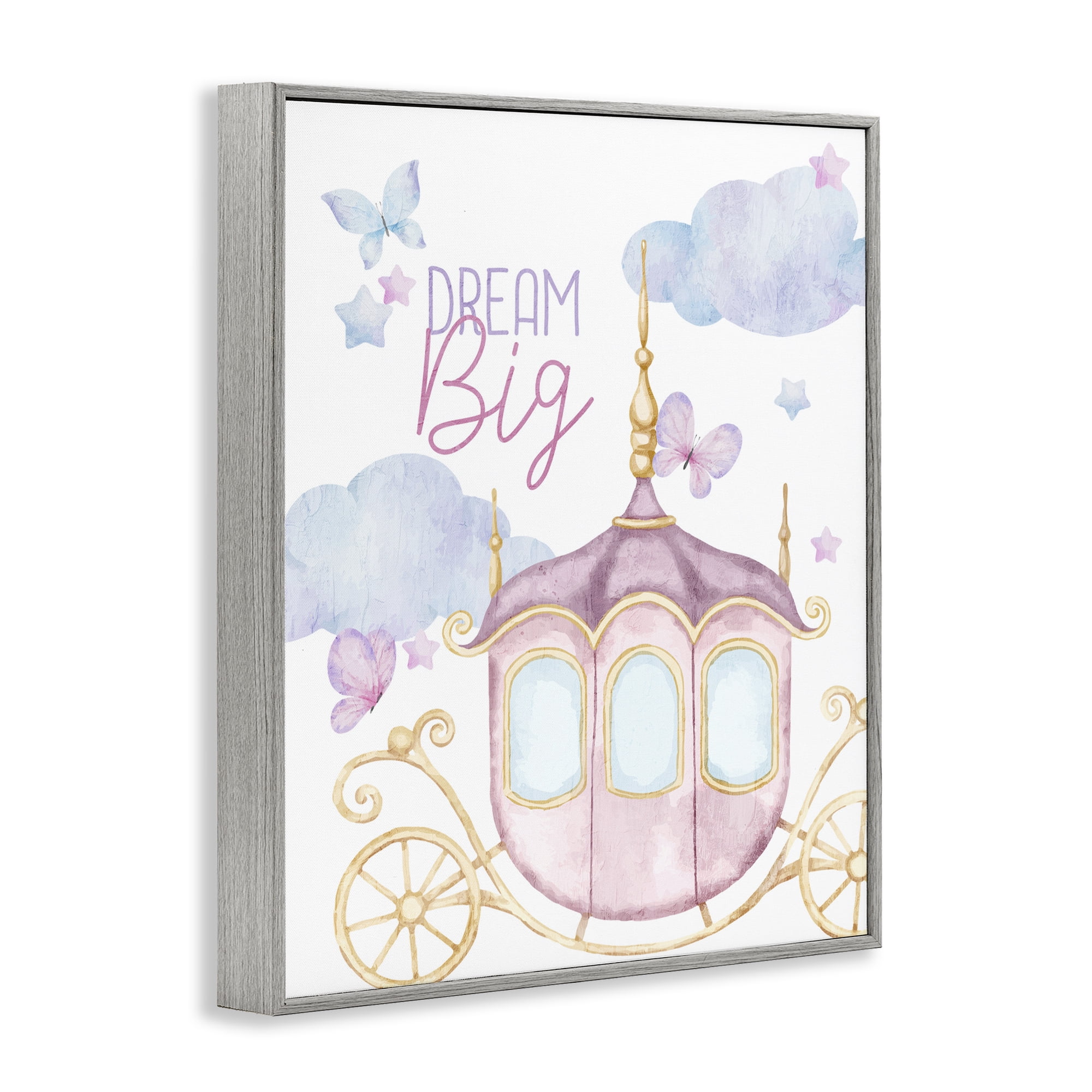 Dream Big Fantasy Carriage Gray Framed Giclee Art, design by Kim Allen