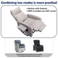 thumbnail image 3 of ZZW Patio Wicker Swivel Glider Recliner Chair, Outdoor Rattan Lounge Chair with Built-in Tray Table, 360° Rotation and Adjustable Backrest for Yard Deck Poolside, Gray/Beige, 3 of 10