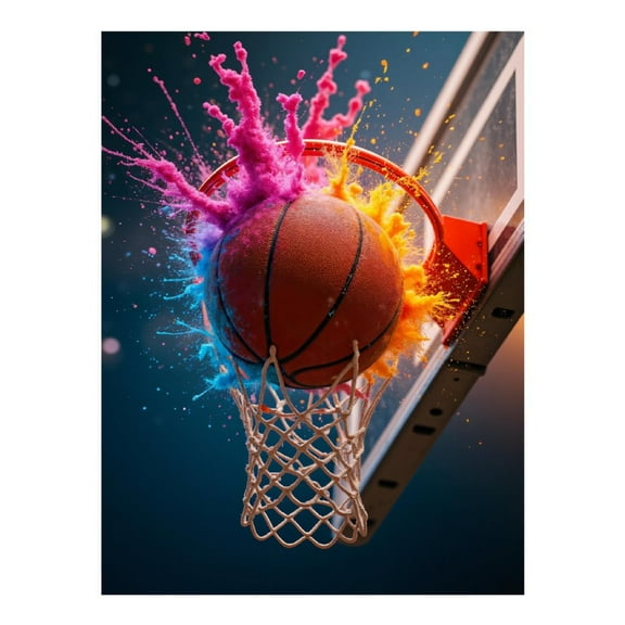 Diamond Art Kit for Adults, Colorful Basketball Splash Action Diamond Painting for Adults Beginners, DIY Diamond Art Painting Kits, 5D Diamond Painting Crafts for Home Decor 12x16 Frameless