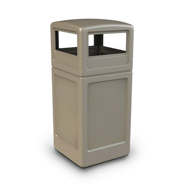 Produits de la Zone Commerciale 73290299 Récipient à Déchets Carrés de 42 Gallons avec Couvercle à Dôme Beige