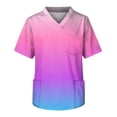 thumbnail image 3 of Domuza Scrub Tops Men Gradient Tie-Dye Short Sleeve V Neck Working Uniform Plus Size Comfy Soft Medical Scrub Tops with 3 Pockets Pink 3XL, 3 of 4