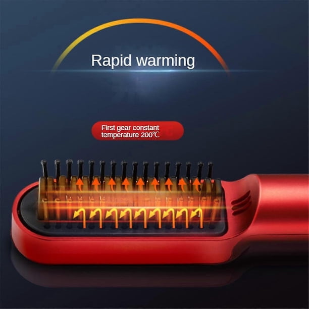 Wireless Hair Straightener Professional USB Hot Comb Quick Hair Heated Electric Straightening Curling Styling Tool,B