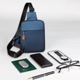 thumbnail image 5 of Versatile Sports Crossbody Chest Bag, Compact Travel Leisure Bag with Multiple Pockets, Lightweight Design for Gym & Hiking, Breathable Material, for Active Lifestyles and Errands, 8*6*1in, Blue, 5 of 6