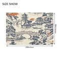 thumbnail image 2 of Toilet Rug Set Non-Slip Bathroom Rugs Soft Plush Machine Washable Contour Bath Mat Garden with Pagoda and Bridge 24x20/24x16, 2 of 9