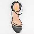 thumbnail image 3 of FSJ Women Chic Round Open Toe Strappy Sandals Chunky Block Heel Cross Strap Studded Rhinestones Pumps Party Date Work Shoes Size 6 Black, 3 of 3