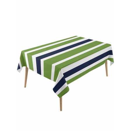 Green Navy Table Cloth 54x108 Inch Rectangle Blue White Geometric Stripes Waterproof Tablecloth Washable Table Cover for Party Picnic Dinner Decor