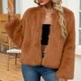 thumbnail image 4 of Sexlip Women's Winter Coats Fleece Cropped Jacket Faux Fur Long Sleeve Pockets Shaggy Warm Outerwear Fall Clothes Yellow L, 4 of 8
