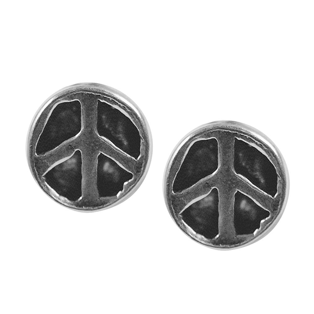 Stud Earrings - Inlaid Peace Signs