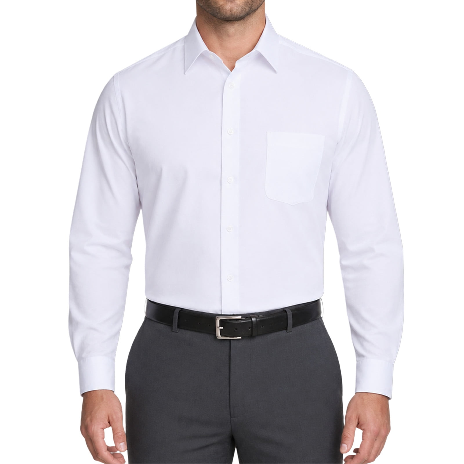 COOPLUS Mens Dress Shirts Solid Color Long Sleeve Stretch Formal Shirt Perfect for Business Casual Occasions A Button-Down Dress Shirt Tailored for Men