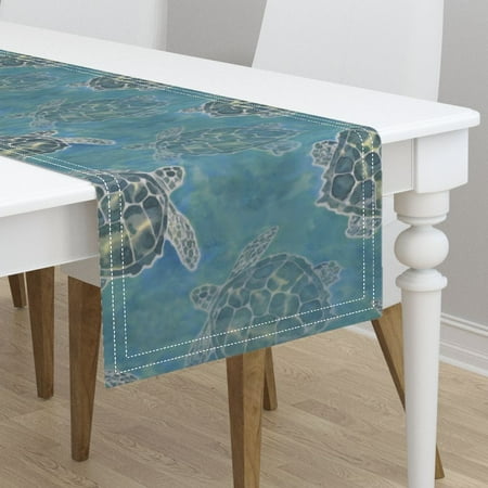 - Table Runner Sea Turtle Sea Turtle Blue Green Ocean Cotton Sateen