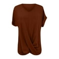 thumbnail image 4 of Women's V Neck Short Sleeve T-Shirt Elegant Solid Color Basic Casual Top For Daily Wear Summer Outfit, 4 of 5