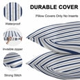 thumbnail image 5 of Outdoor Waterproof Throw Pillow Covers Set of 2 Navy Blue Grey Stripes Decorative Pillowcases Square Outdoor Pillows Cushion Case 16x16 Inch Lines Striped Patio Pillows for Couch Sofa Bed Garden, 5 of 9