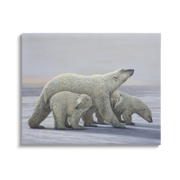 Stupell Industries Polar Bear Family Animals & Insects Painting Gallery Wrapped Canvas Print Wall Art, 20 x 16