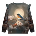 thumbnail image 6 of Xoenoiee Robin Moon Plum Blossom Print Toddler Baby Girls Sweatshirts Long Sleeve Ruffle T Shirt Kids Casual Pullover Top Blouse T-Shirt, Size 1-2 Years, 6 of 7