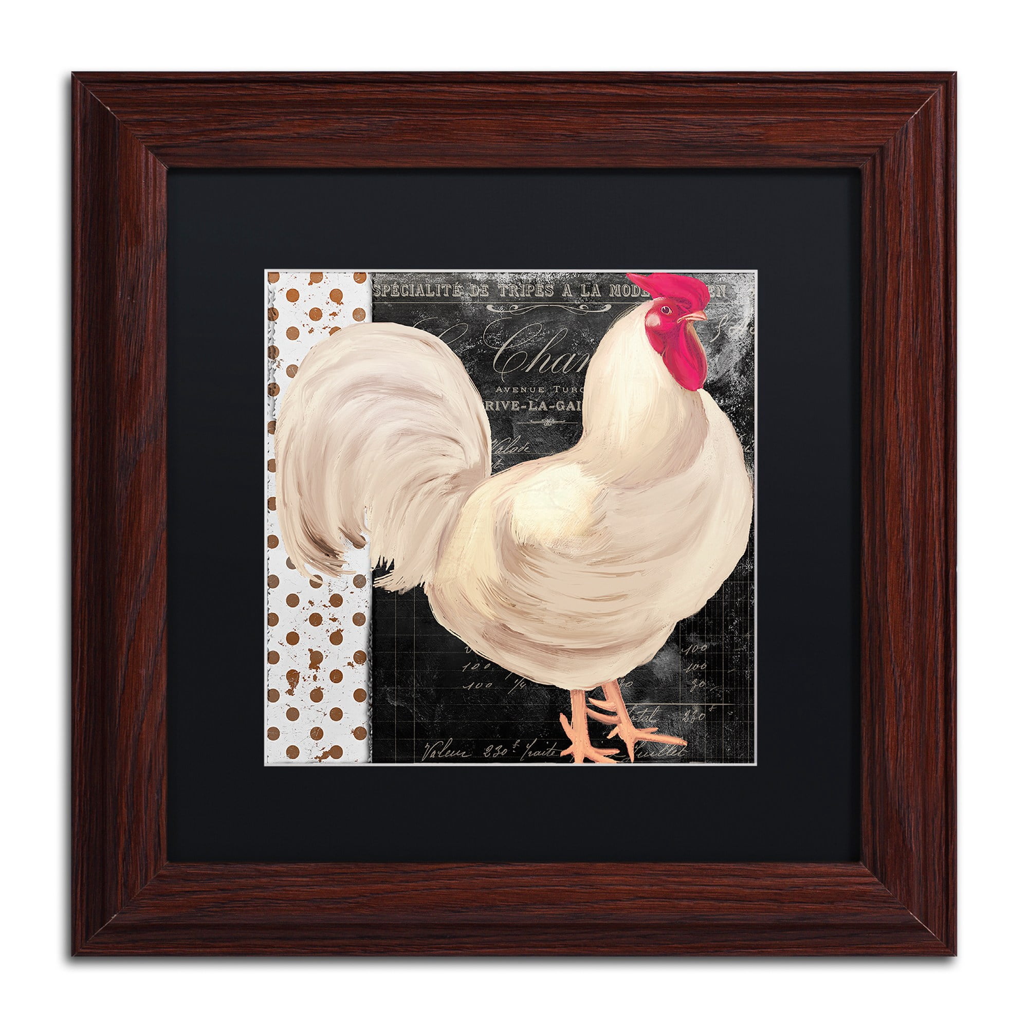 Trademark Fine Art "White Rooster Caf? I" Canvas Art by Color Bakery Black Matte, Wood Frame