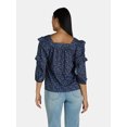 thumbnail image 4 of The Pioneer Woman Cotton Square Neck Blouse with Ruffle Sleeves, Women’s, Sizes XS-3X, 4 of 6