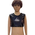 thumbnail image 3 of XXWXYD Kids Dance Crop Top Sports Training Exercise Workout Cami Metallic Plaid Jazz Vest Sleeveless Athletic Performance Stretchy Breathable Yoga Gym, 3 of 3