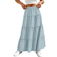 thumbnail image 5 of Diufon Womens Maxi Skirt Summer Casual Ruffle Tiered Elastic Waist Long Skirts Hollowed-out Boho Flowy Skirt, 5 of 9