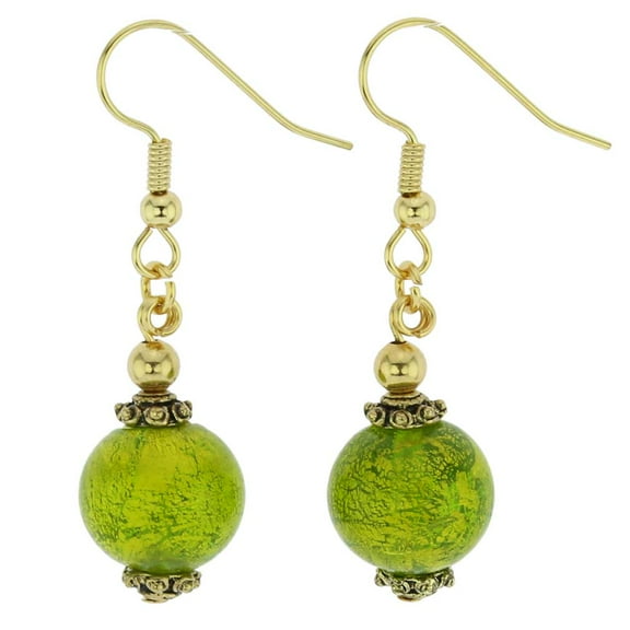 GlassOfVenice Murano Glass Antico Tesoro Balls Earrings -Apple Green