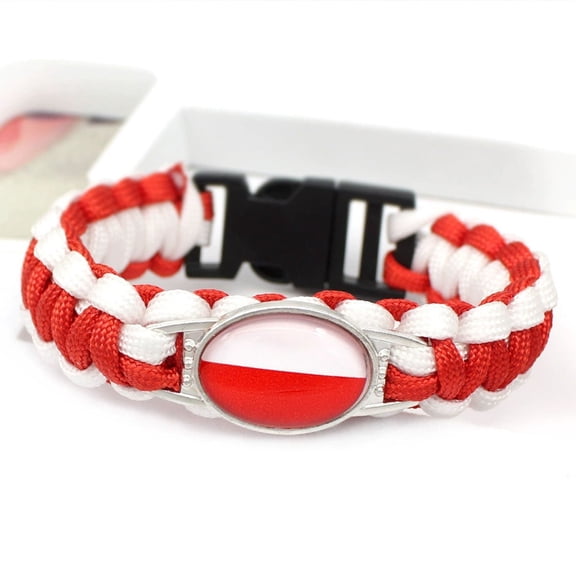 Uijokdef Country Flag Paracord Survival Bracelet, Color Woven Design, 8-10 Inches Length, Alloy Metal Buckle