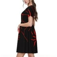 thumbnail image 2 of Salouo Red Spider for Women's Short Sleeve Summer Dress, Pleated Loose Swing Knee Length Dresses with Pockets, 2 of 6