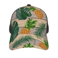 thumbnail image 3 of Disketp Pineapples Palm Leaves Print Trucker Hat Men Women - Mesh Baseball SnapBack Cap, 3 of 7