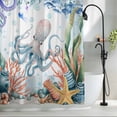 thumbnail image 2 of Summer Ocean Octopus Shower Curtain, 72" x 72", Nautical Colorful Sea Fish Coral Starfish Seashell Waterproof Bathroom Curtain Washable Shower Curtain Set with 12 Hooks, 2 of 8