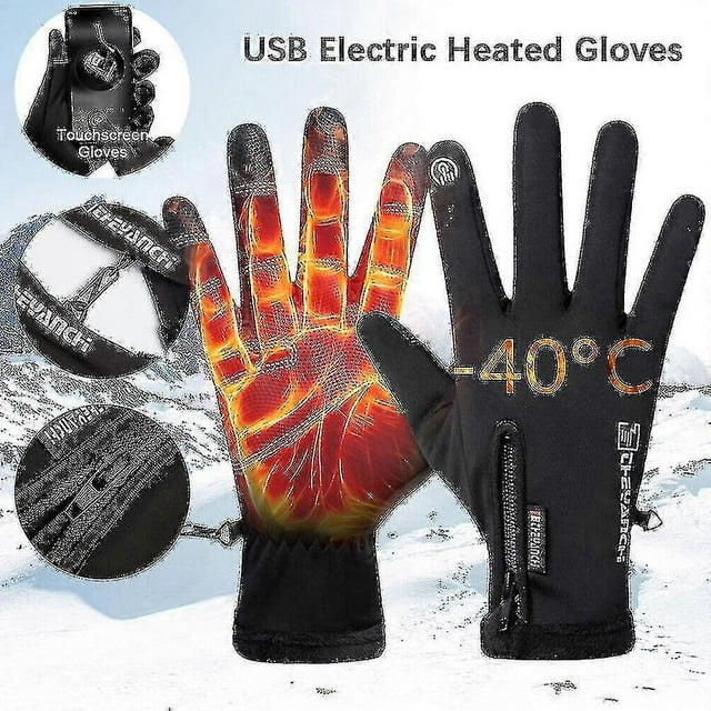 Usb Electric Heated Gloves Winter Warmer Mittens Non-slip Touch Screen Bike Cycling Gloves