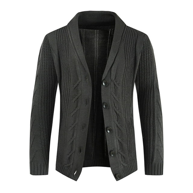 WREESH Autumn Cardigan Solid Color Personality Slim Button Everyday Casual Men's Sweater