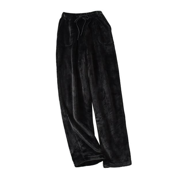 Pantalones de pijama de franela para mujer: forro polar coral, boca ancha, gruesos y cálidos, ropa de estar por casa para otoño/invierno (Nota: los datos originales pueden contener errores de género)