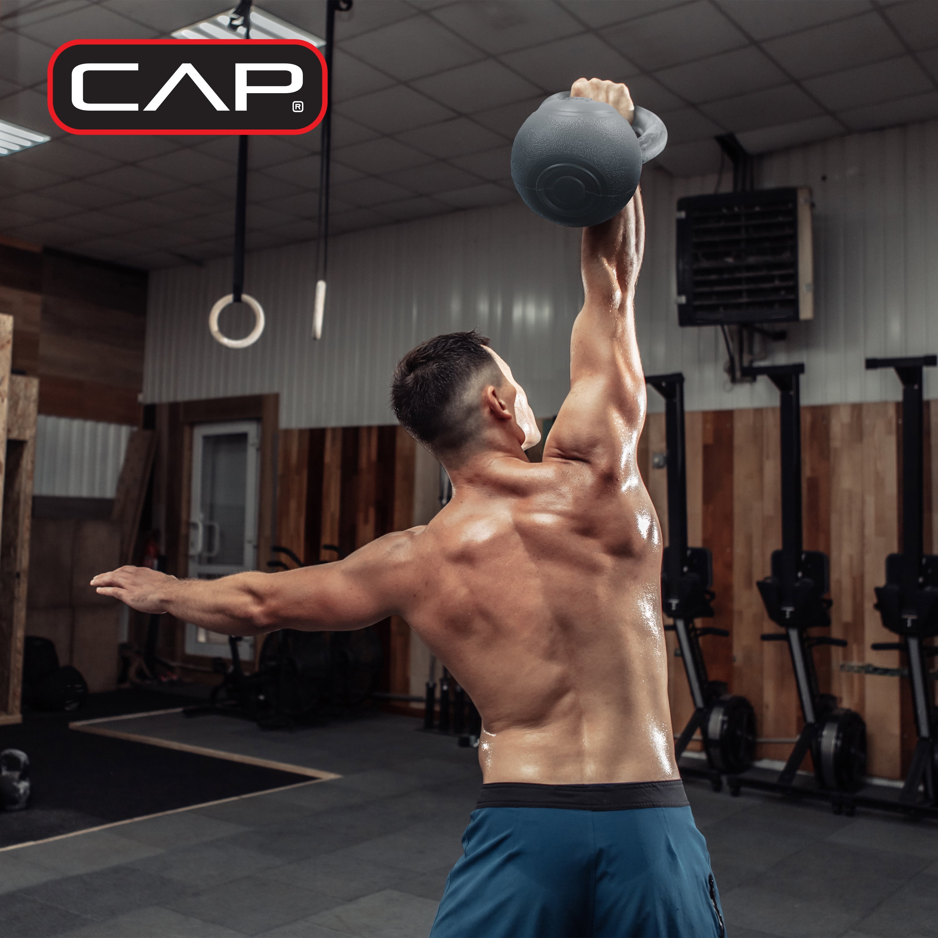 CAP Barbell 30lb Vinyl Kettlebell Set (5, 10, 15 lbs), Gray