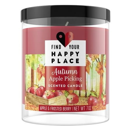 Find Your Happy Place Scented Candle Autumn Apple Picking Apple and Frosted Berry, 7 oz