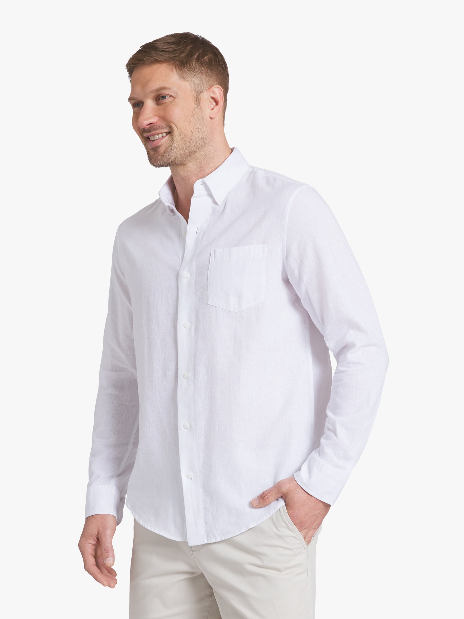 Chaps Men's & Big Men's Long Sleeve Linen Shirt, Sizes S-3XL