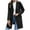 Black, variant on Trench Coat for Women Plus Size 2023 Women Jacket Solid Jacket Button Turndown Neck Warm Medium and Long Jacket