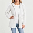 thumbnail image 4 of OGLCCG Girls Fleece Jacket with Hood Full Zip Fuzzy Sherpa Coat Long Sleeve Fall Winter Outwear with Pockets,Drawstring Waist(White,6-7 Years), 4 of 8