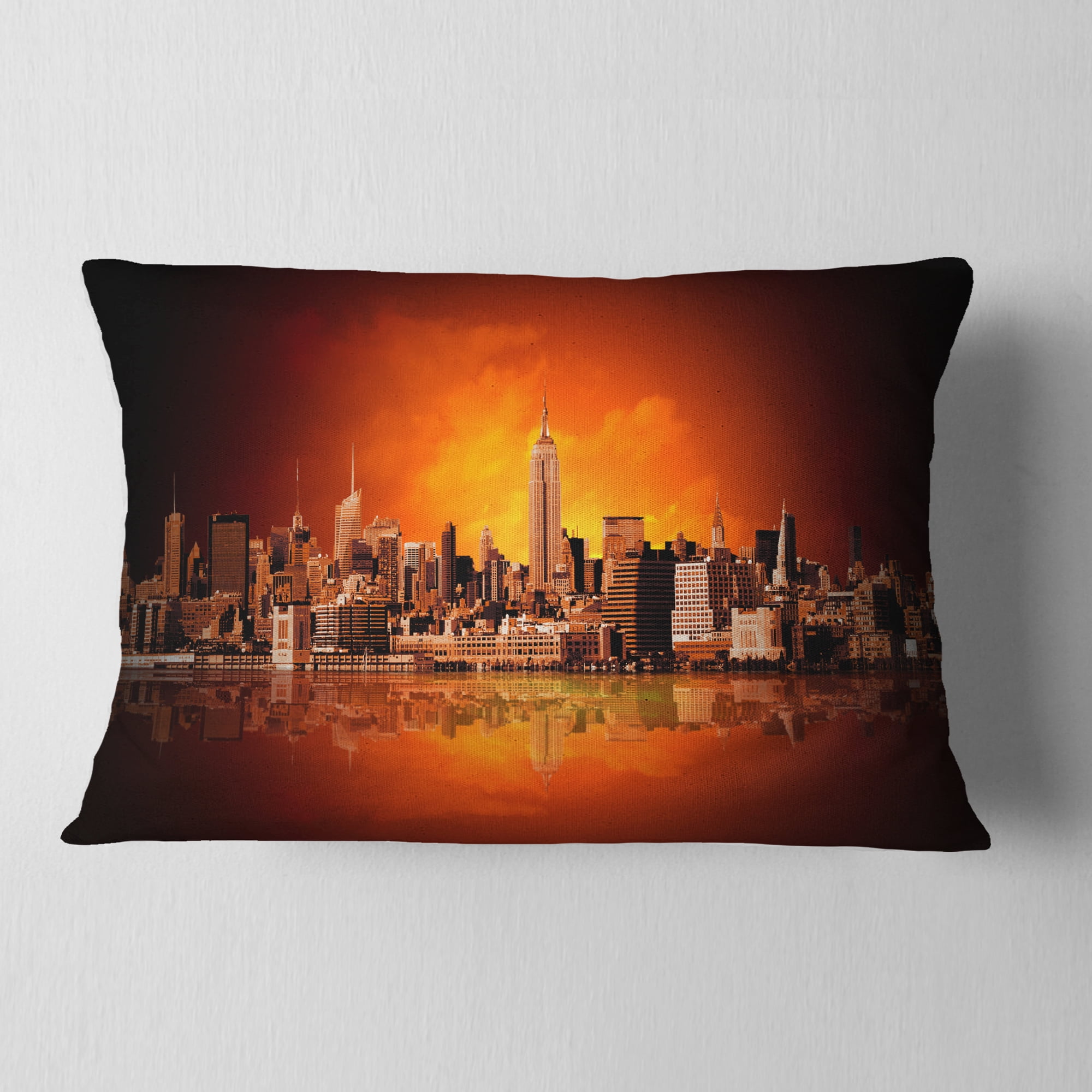 Designart 12" x 20" Red Polyester Throw Pillow