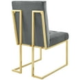 thumbnail image 3 of Modway Privy Gold Stainless Steel Performance Velvet Dining Chair Set of 2 in Gold Charcoal, 3 of 4