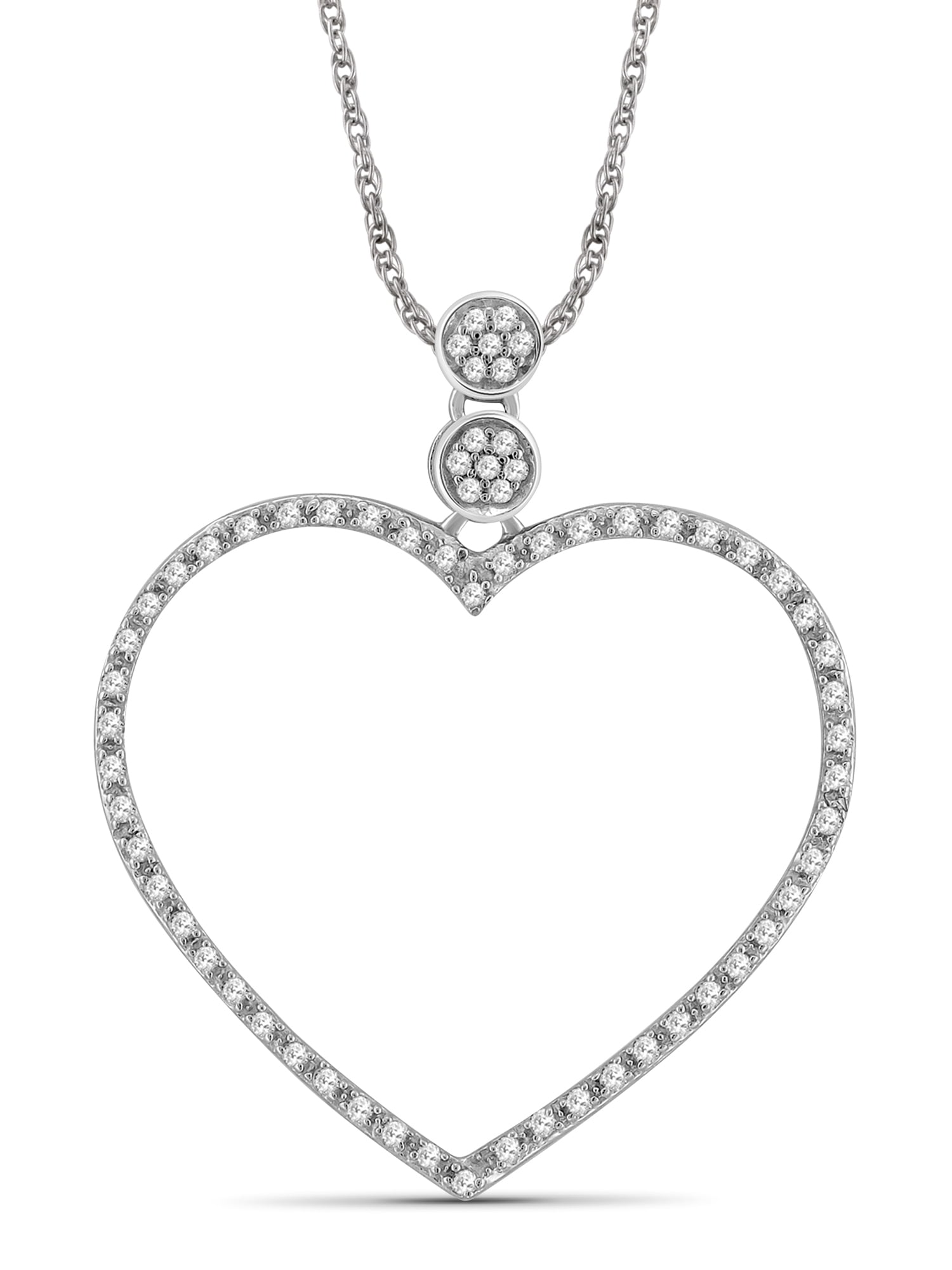 JewelersClub 1/4 Carat T.W. White Diamond Open Heart Sterling Silver ...