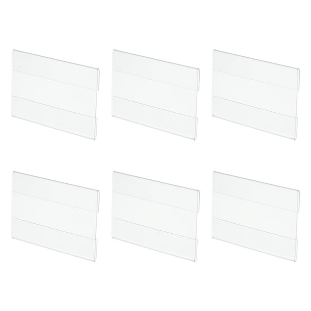Soporte de señal de acrílico para montar en la pared 3.5 x 2.4 pulgadas soporte de señal de plástico transparente marco de acrílico, paquete de 6