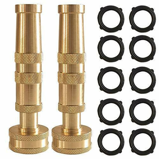 Boquillas de latón macizo para manguera, ajustables de 3/4", incluyen 10 arandelas de goma, ideal para jardín, paquete de 2 unidades.