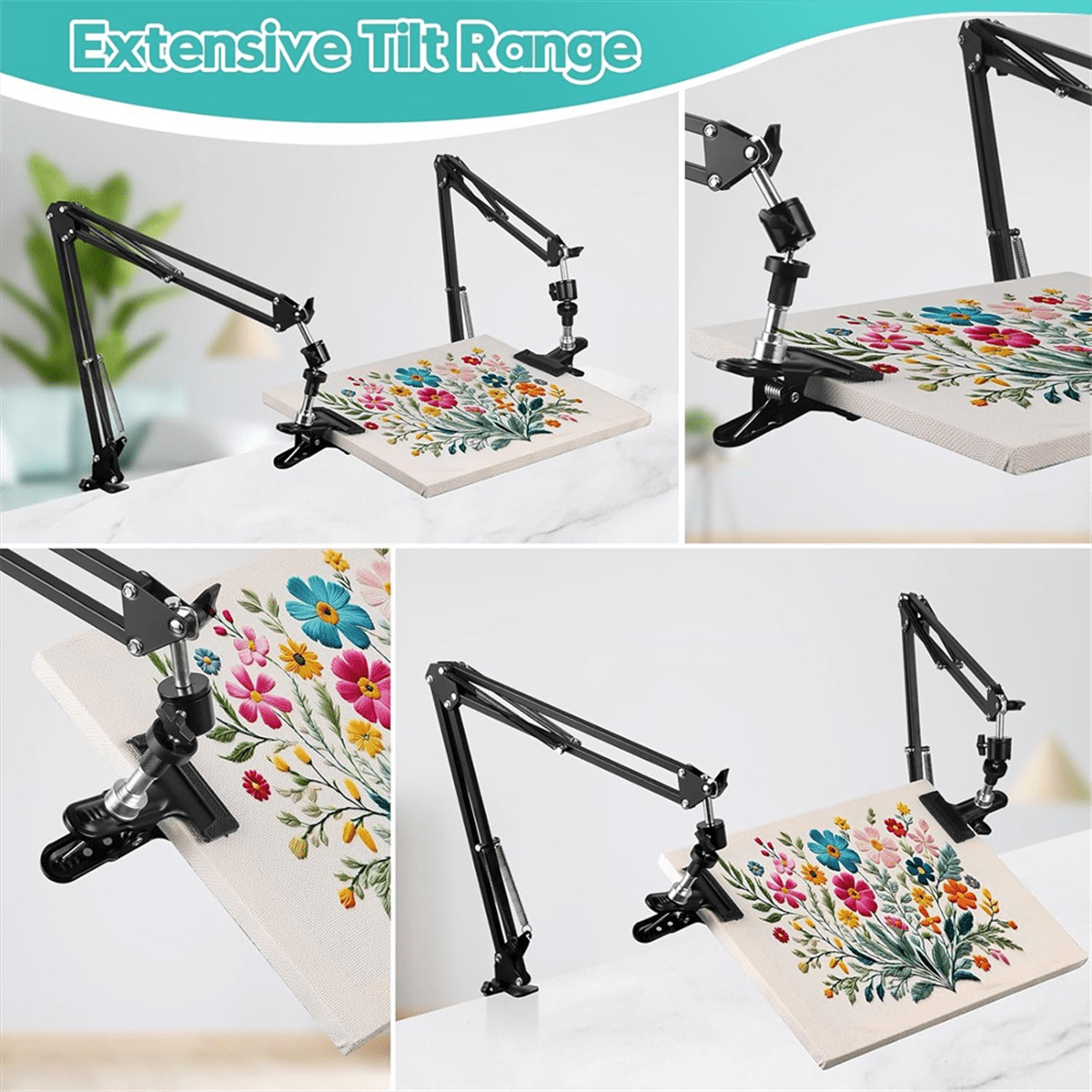 HOT 2pc Adjustable Embroidery Hoop Stand Hand Metal Lap Folding