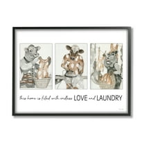 Stupell Industries Love & Laundry Cows Animals & Insects Painting Black Framed Art Print Wall Art, 20 x 16