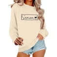 thumbnail image 2 of Sweatshirt Vintage Cotton Pullover Tops Women's Long-Sleeved Round Neck Pullover Casual Printed Loose Sweatshirt Khaki Xxl, 2 of 6